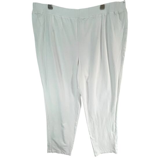 Eileen Fisher Washable Crepe Pants 3XL White Pull On Slim Fit Stretch Minimalist - Picture 1 of 12